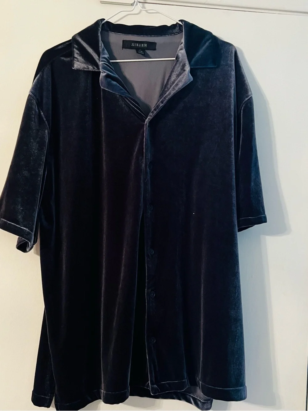 Jay Walker Black Velvet Short Sleeve Shirt Jacket